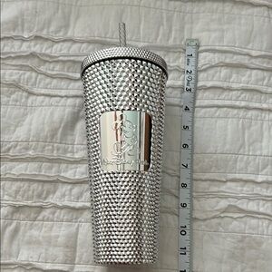 Silver Studded Tumbler with Straw